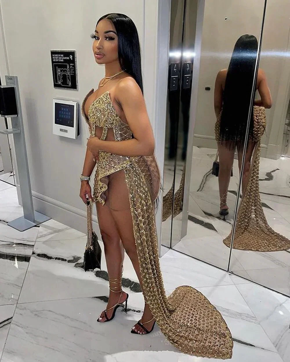 Glitter Sleeveless Gold Sequin Girls African Short Homecoming Dresses (ZD12498)