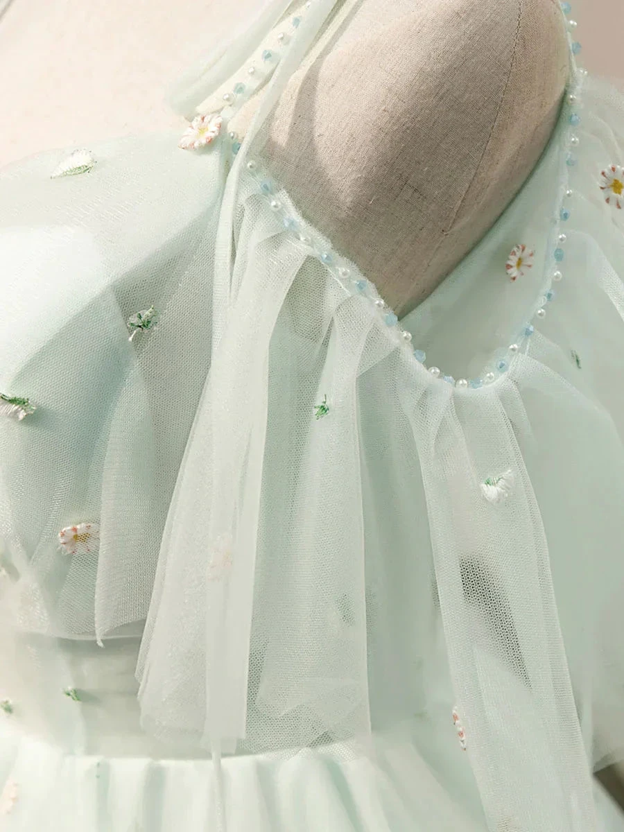 Simple Sweetheart Neck Tulle Short Dresses Puffy Green Homecoming Dresses (ZD12125)