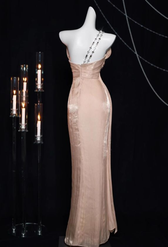 Pretty Pink One Shoulder Sheath Prom Evening Dress Y8199 - View 4 | VelvetHem