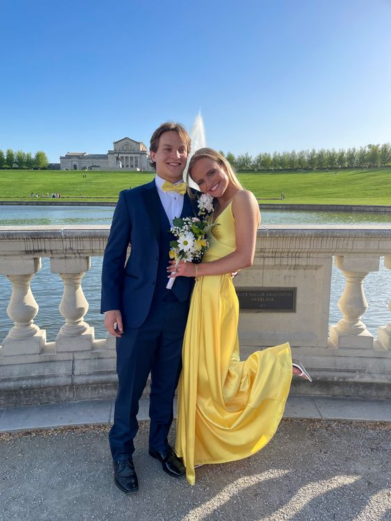 Elegant Yellow A-line Prom Dress,Yellow Graduation Dress