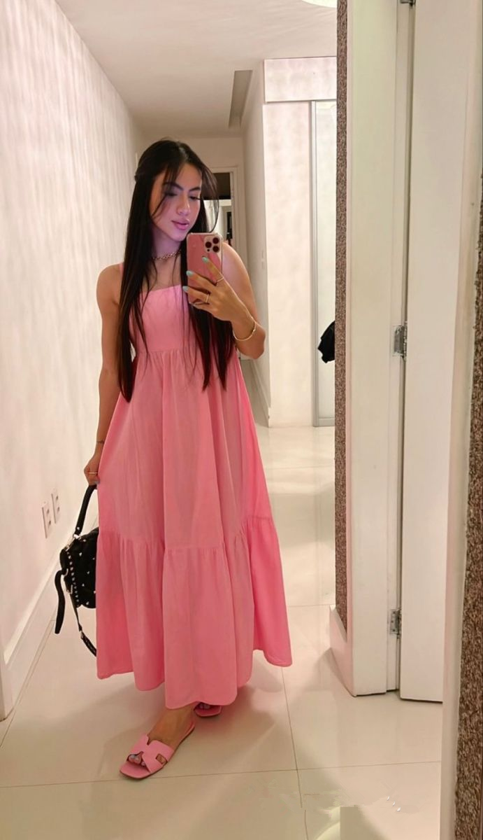 Simple Pink Evening Dress For Womens,Pink Prom Dress Y2310 - View 2 | VelvetHem