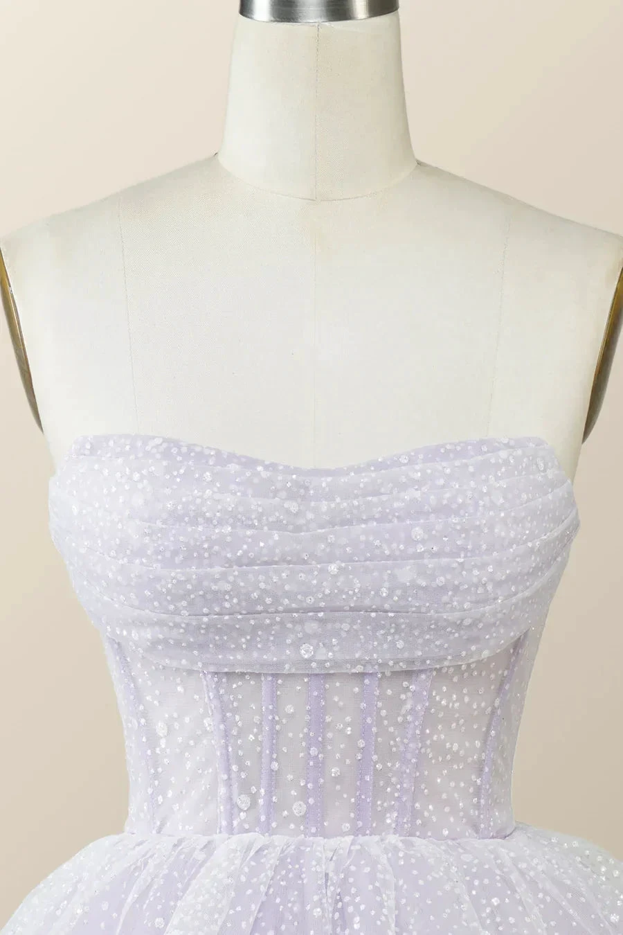 Lavender Strapless Cowl Neck Short A-line Homecoming Dress (ZD11928)