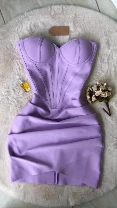 Violet Color Strapless Ruched Bodycon Dress Mini Homecoming Dress Y4367 by simplepromdress