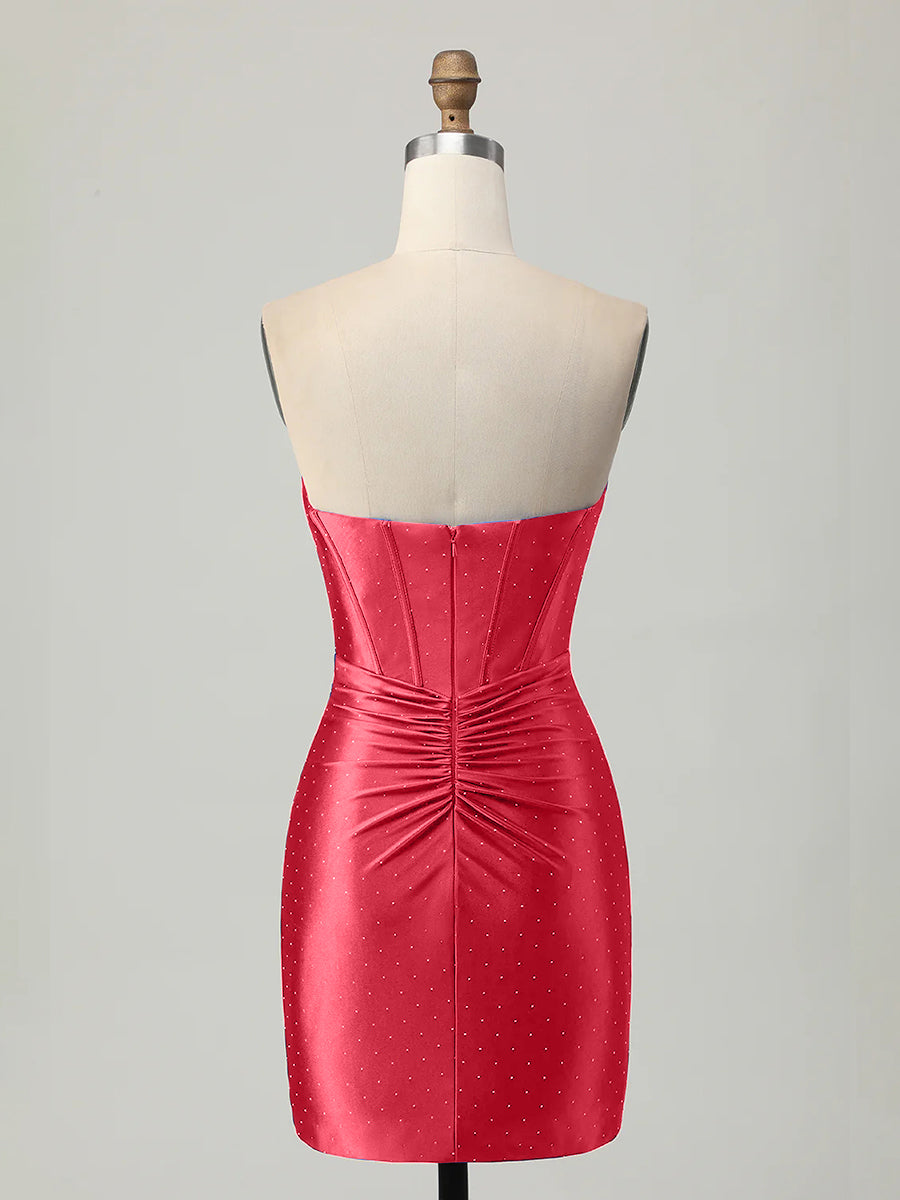 Strapless Bodycon Corset Beaded Short Homecoming Dress