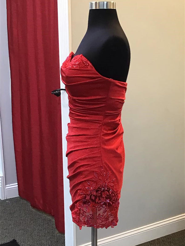 Sweetheart Appliques Ruched Short Homecoming Dress