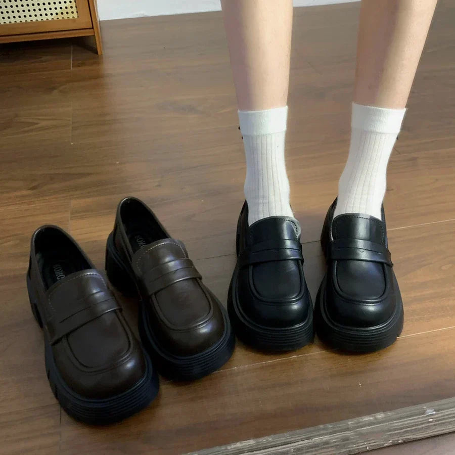 British Style Fur Platform Preppy All-Match Dress Creepers Autumn Oxfords Loafers - View 4 | VelvetHem