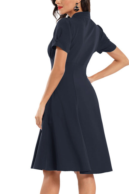 Retro V-neck Single Breasted Prom Dress - Fashionpara