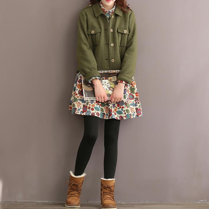 Retro floral cotton dress spring shirt dresses long sleeve pink