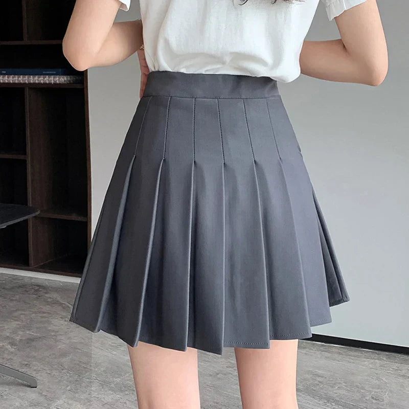 DressBetty - Korean Black Gray Pleated Summer Mini Skirt - View 6 | VelvetHem