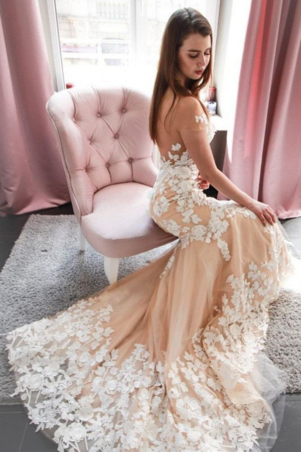 Romantic Sleeveless Lace Mermaid Wedding Dress Long