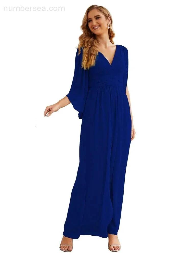 ZapDress Chiffon Bridesmaid Dresses with Split for Women Wedding Long Party Prom Gown Flutter Sleeve (ZD17034)