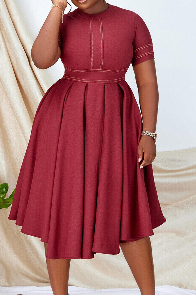 Chic Royal Blue A-Line Knee Length Dress - Fashionpara