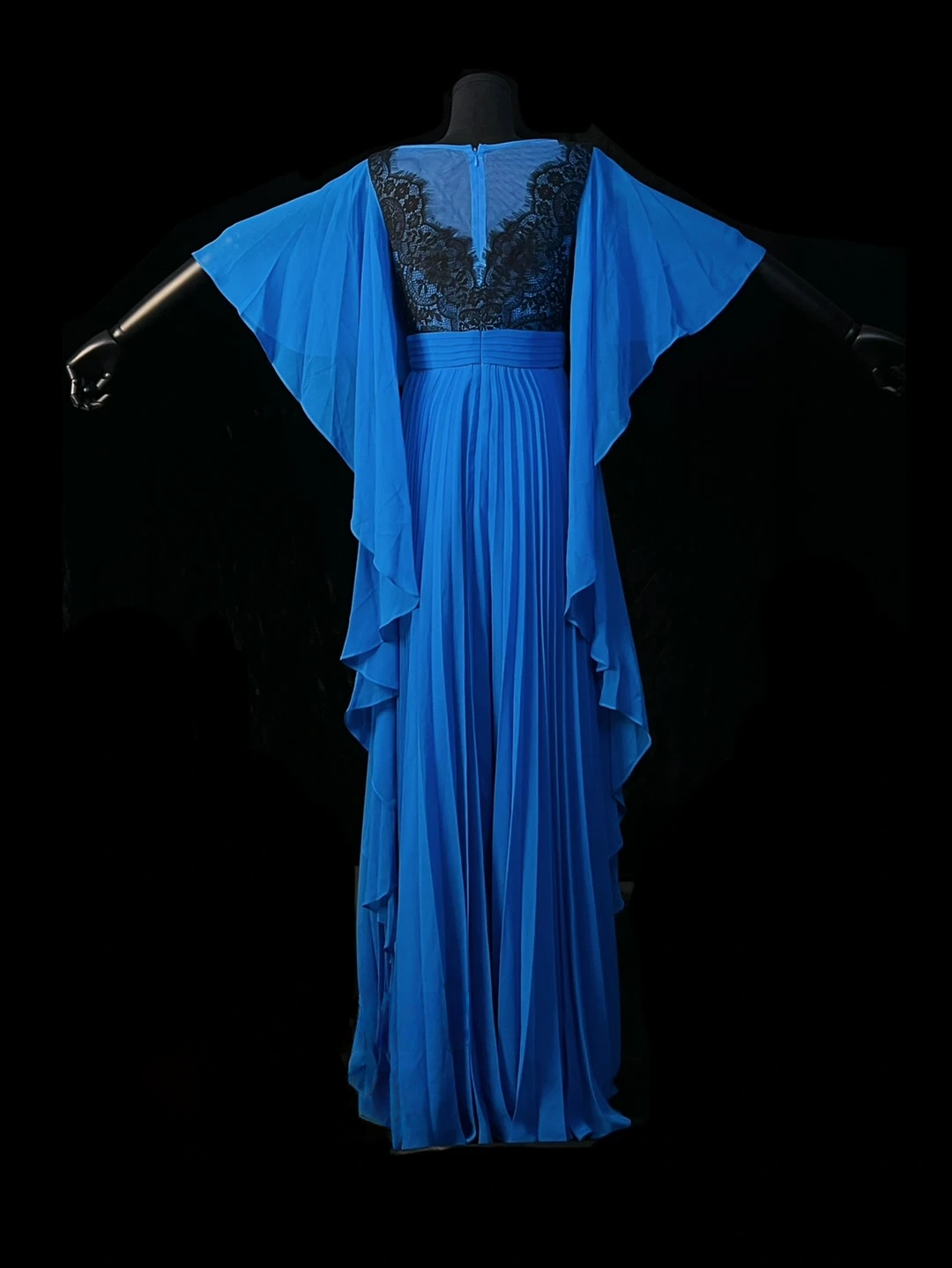 Royal Blue A Line Pleated Prom Dress Modest Formal Evening Gown  J10134