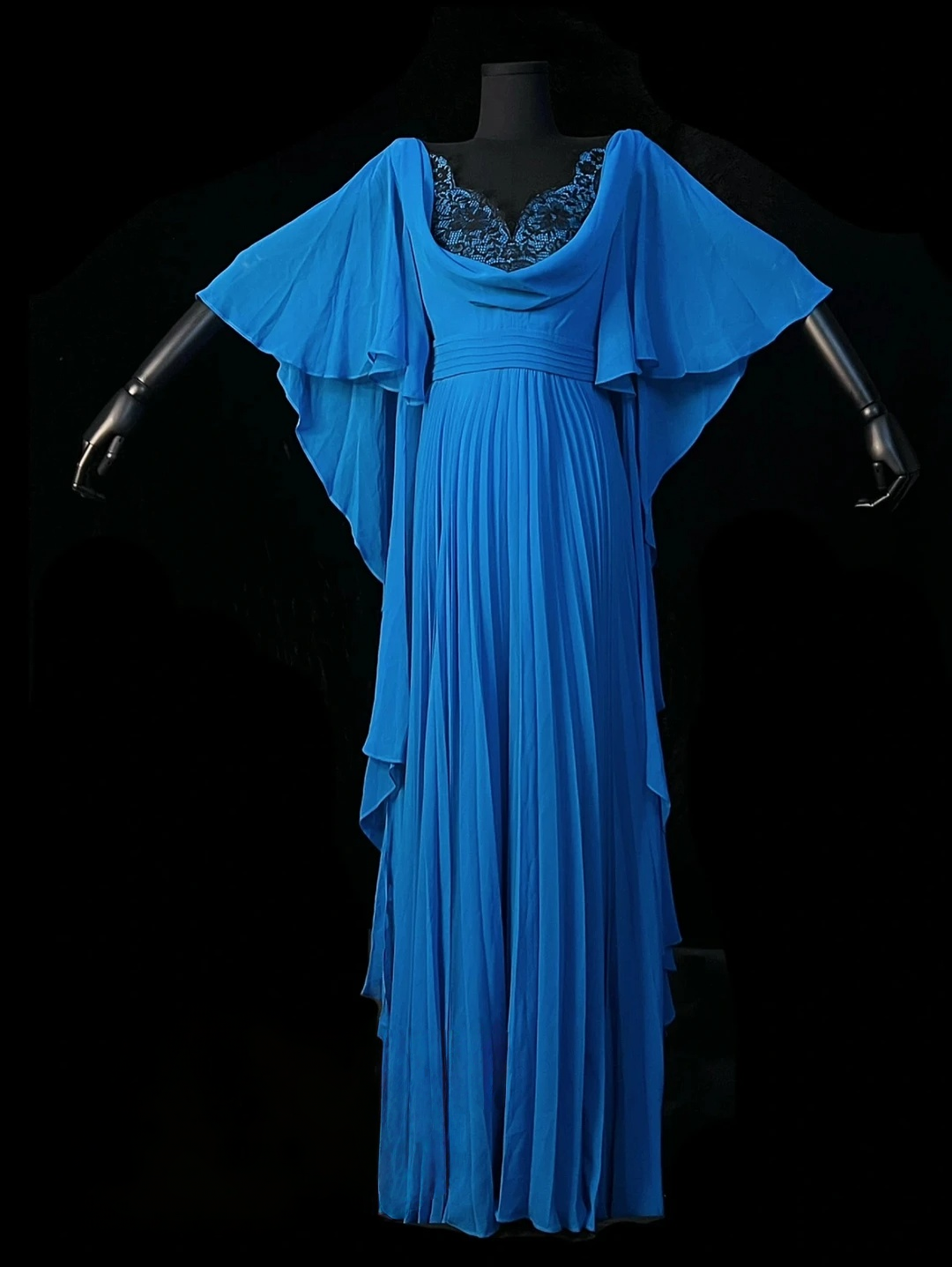 Royal Blue A Line Pleated Prom Dress Modest Formal Evening Gown  J10134