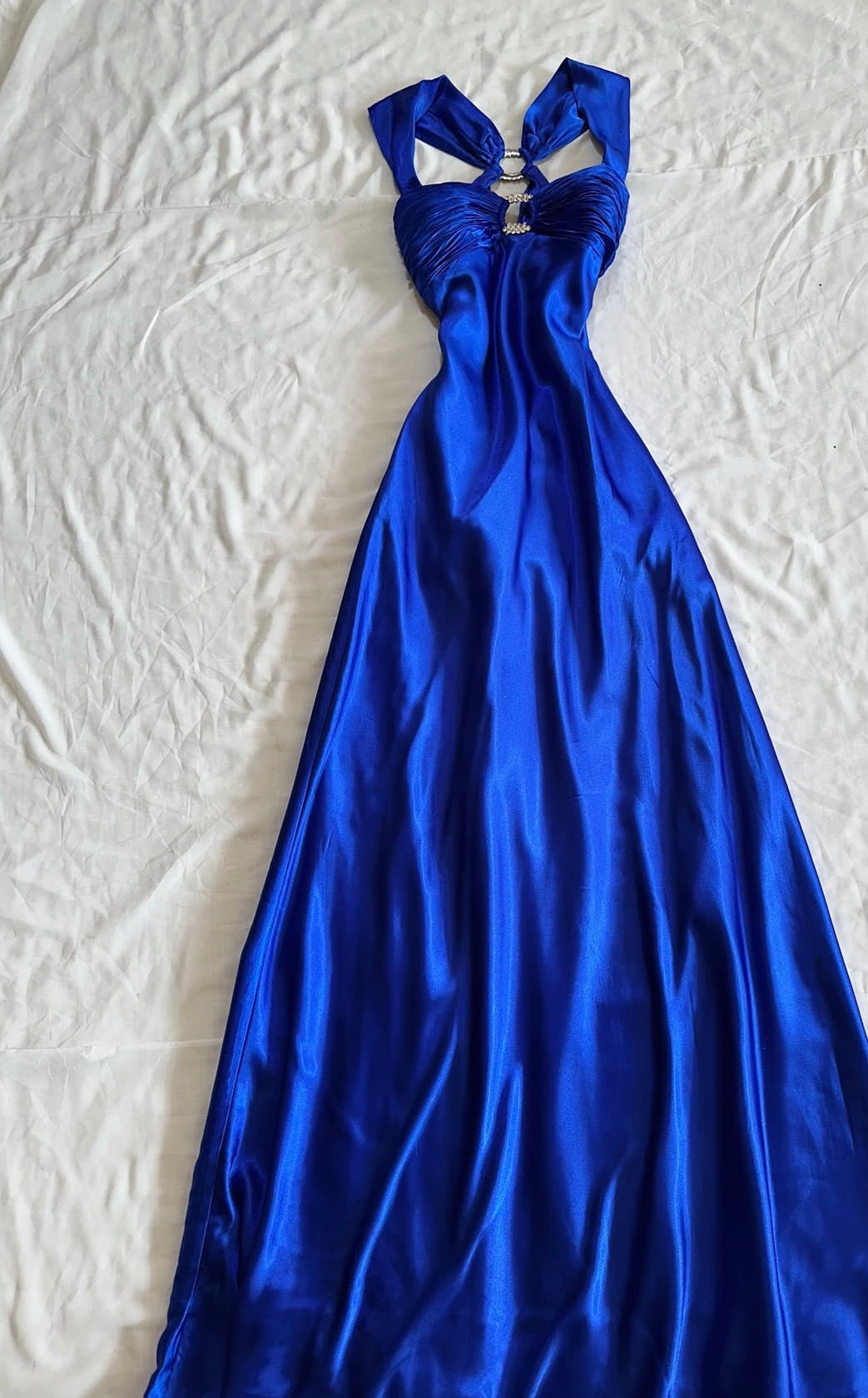 Royal Blue Mermaid Prom Dress Vintage Satin Evening Dress