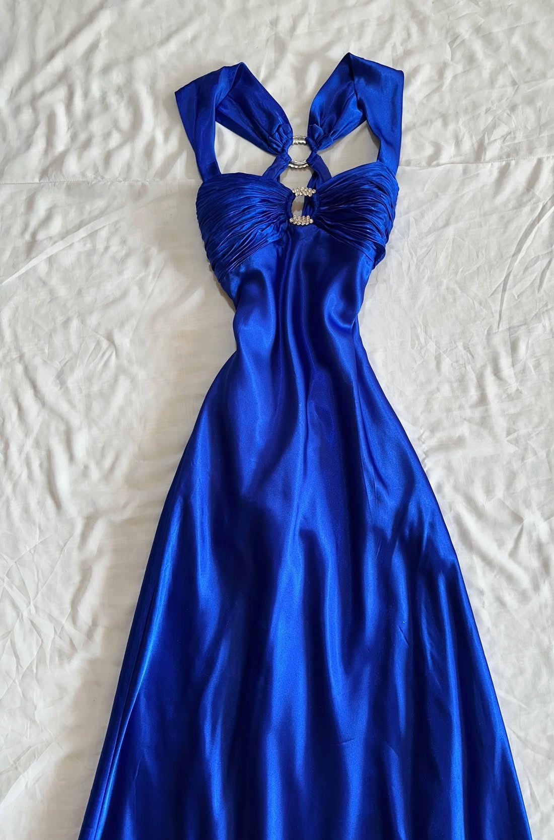Royal Blue Mermaid Prom Dress Vintage Satin Evening Dress