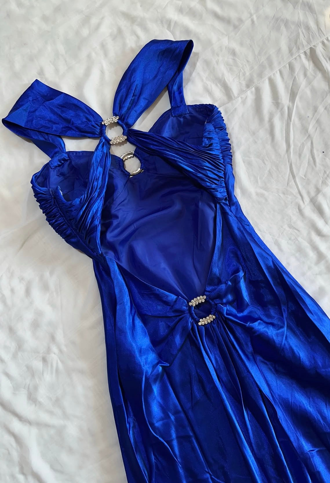 Royal Blue Mermaid Prom Dress Vintage Satin Evening Dress