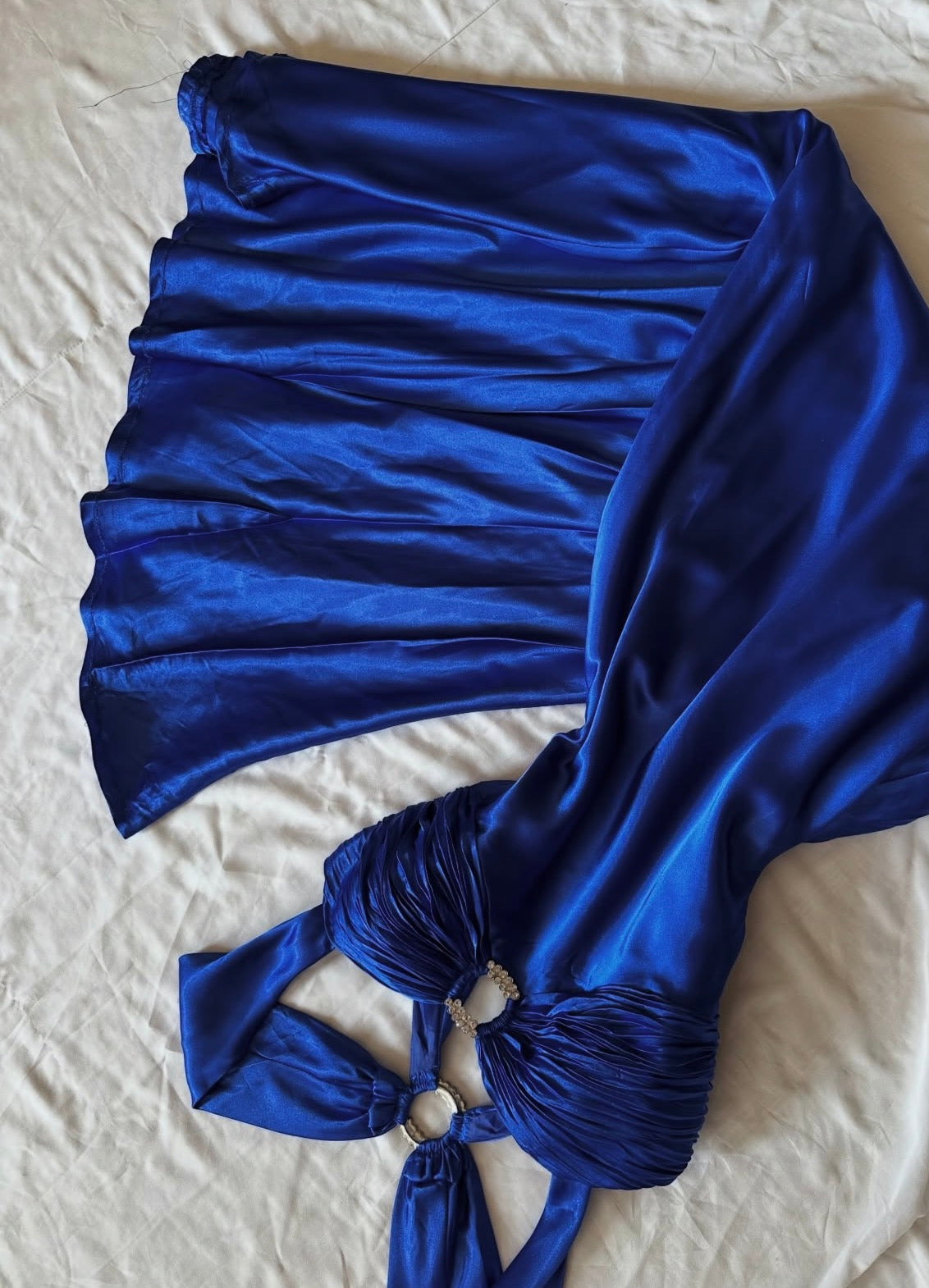 Royal Blue Mermaid Prom Dress Vintage Satin Evening Dress