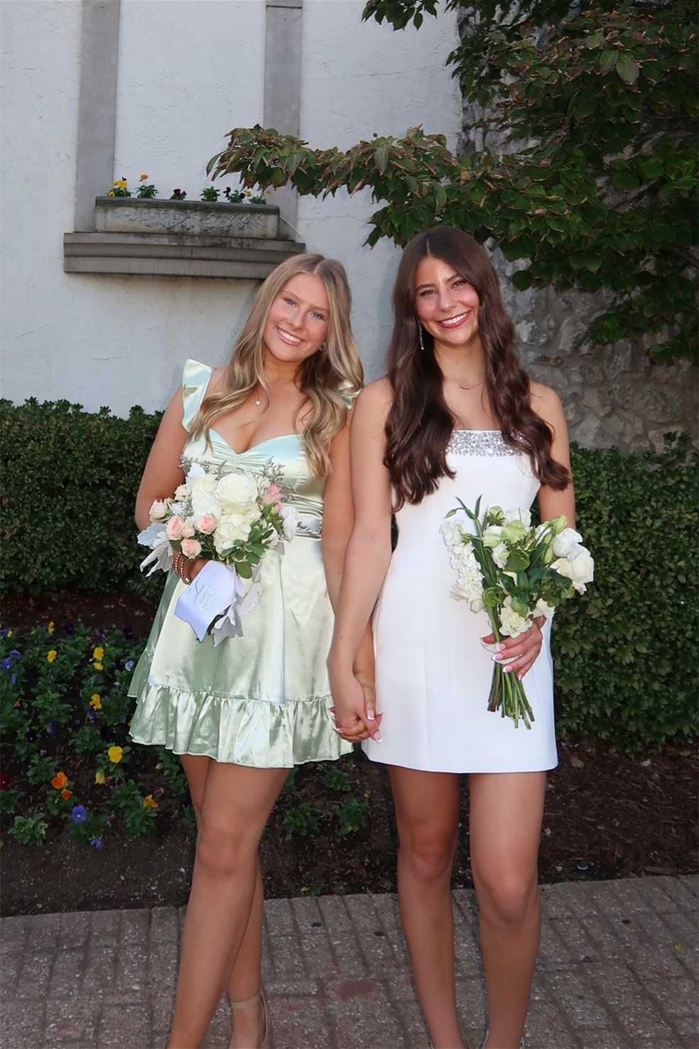 Ruffled Straps A-Line Green Satin Homecoming Dress