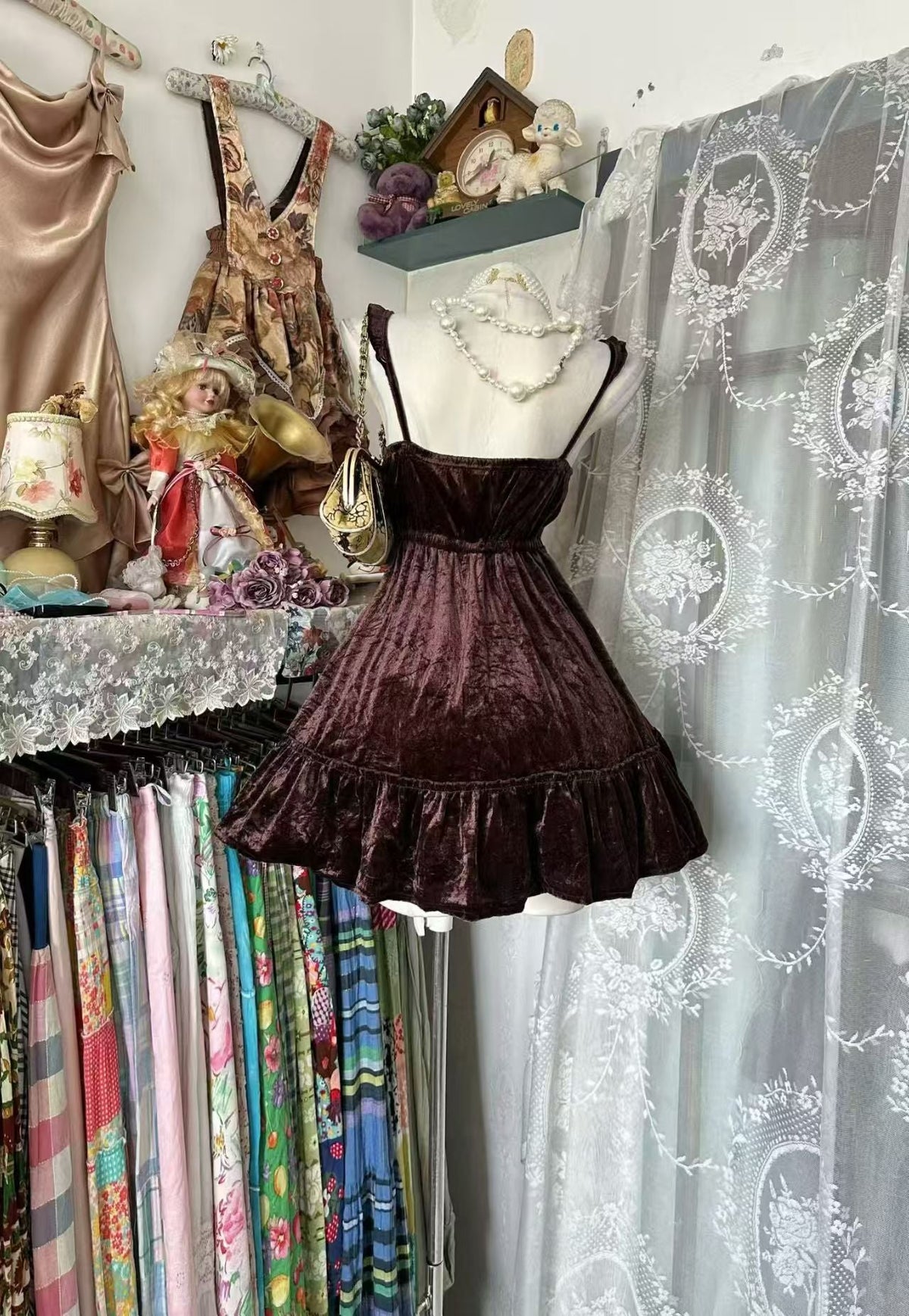 Ruffled Straps Velvet Homecoming Dress Short Birthday Dress