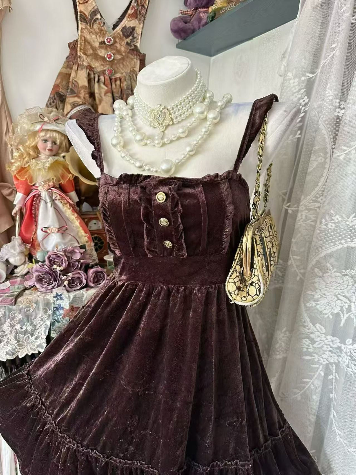 Ruffled Straps Velvet Homecoming Dress Short Birthday Dress