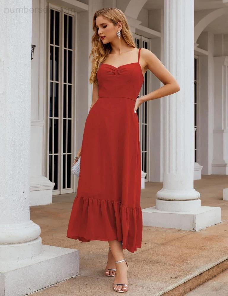 ZapDress  Spaghetti Strap Chiffon Bridesmaid Dress Ankle Length Formal A Line Cocktail Party Homecoming Dress for Juniors (ZD16949)