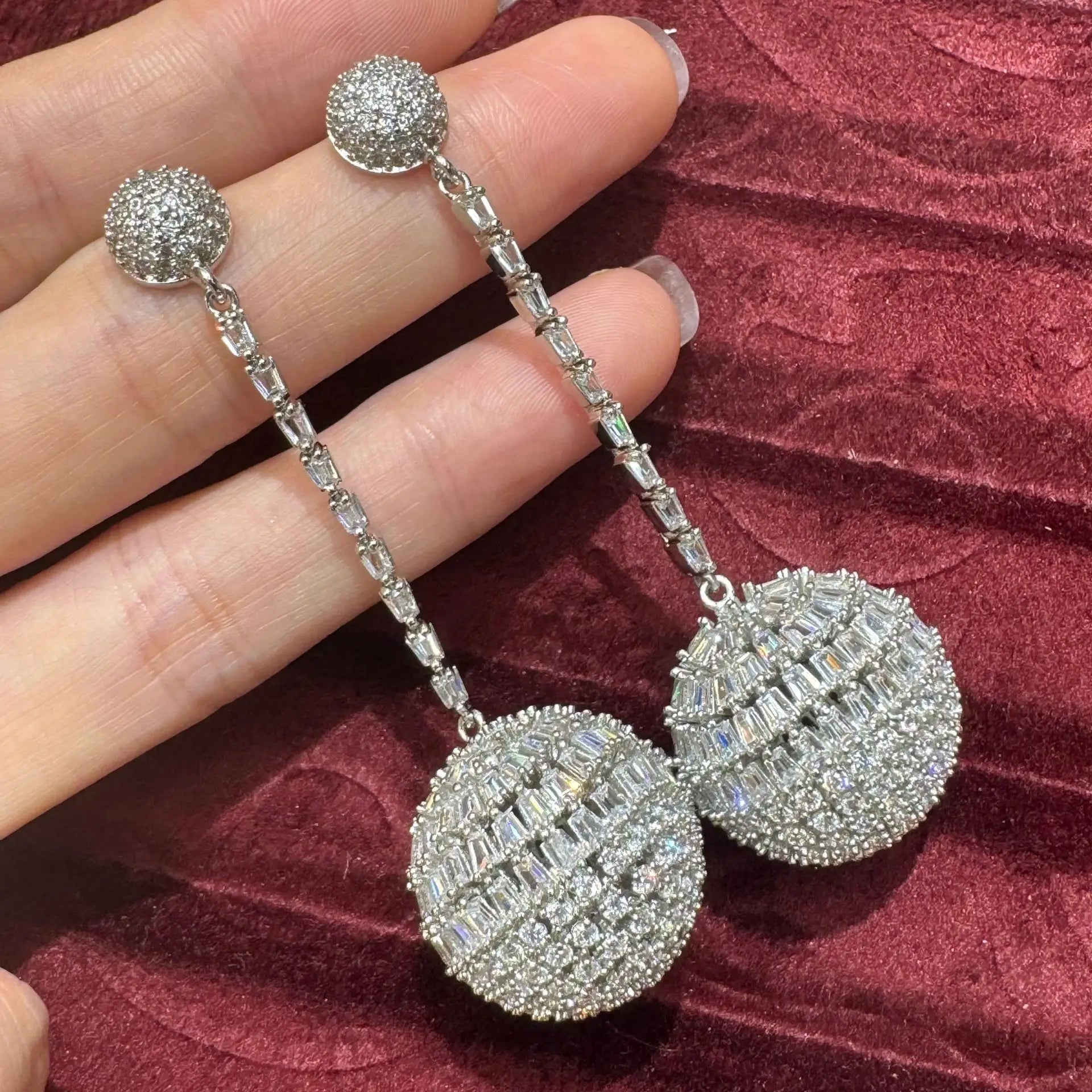 Luxury Zircon Bridal Earrings Cubic Zirconia Wedding Drop Earring For Brides Accessories Women Party Evening Dress Jewelry silver color Clear