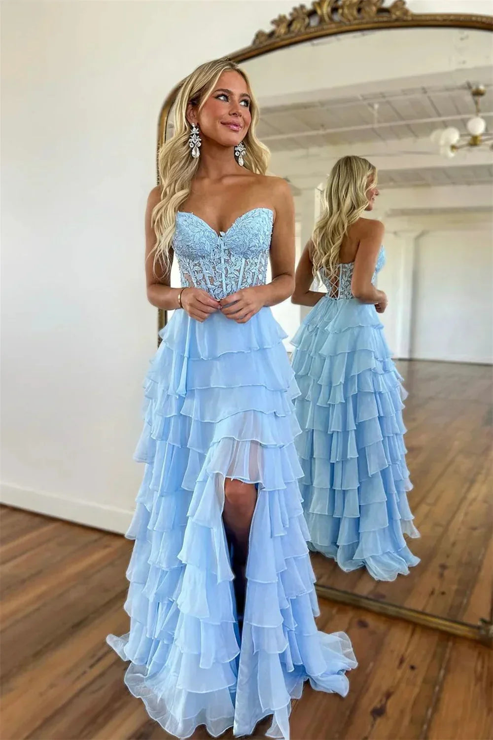 Prom Party Cocktail Evening Dresses Ball Gowns Gala Dresses Woman Woman's Evening Dress Gown Robe Soiree Formal Women Customized sky blue