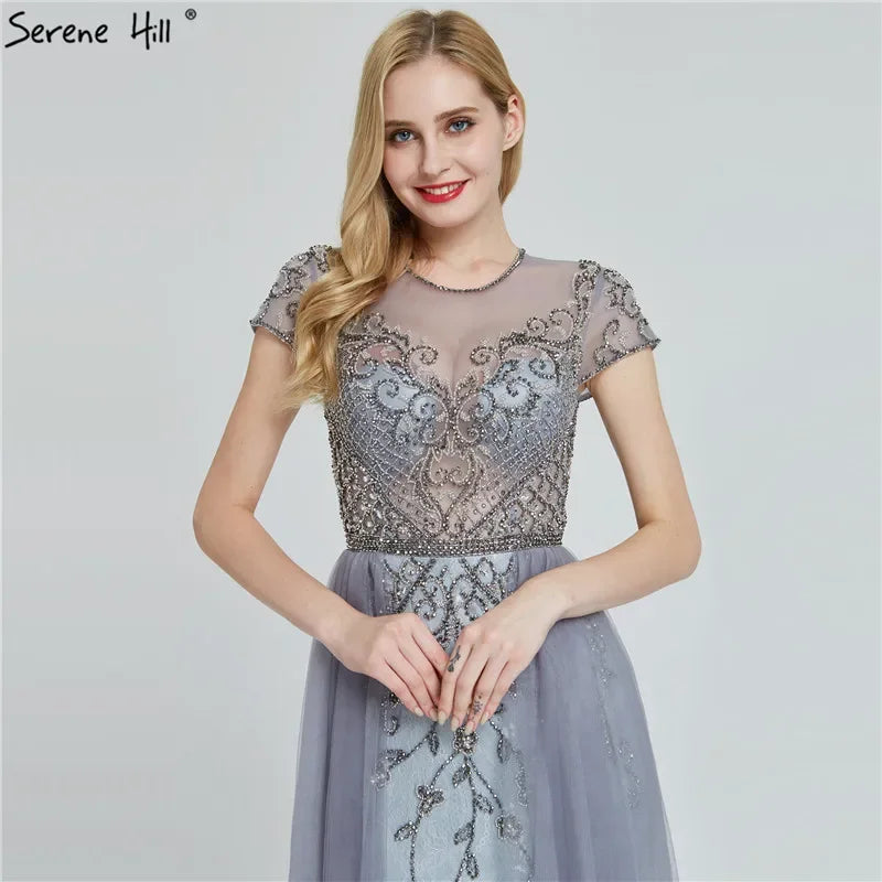 Zapdress Customized Short Sleeve Evening Dresses Mermaid Beaded Formal Party Gowns for Women (ZD17294)