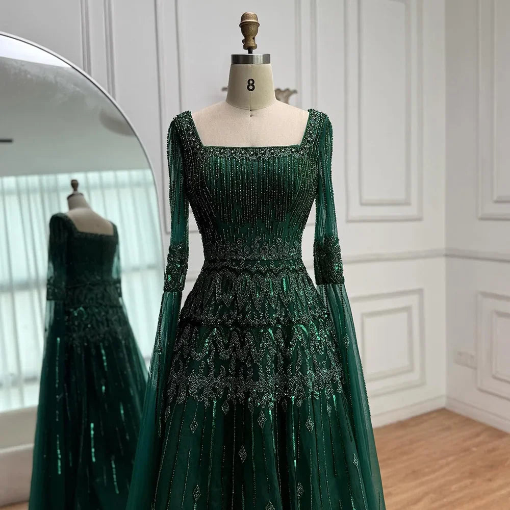 Zapdress 2026 Customized Caramel Beaded A-Line Evening Dress with Cape Sleeves Formal Party Gowns for Women (ZD17259)