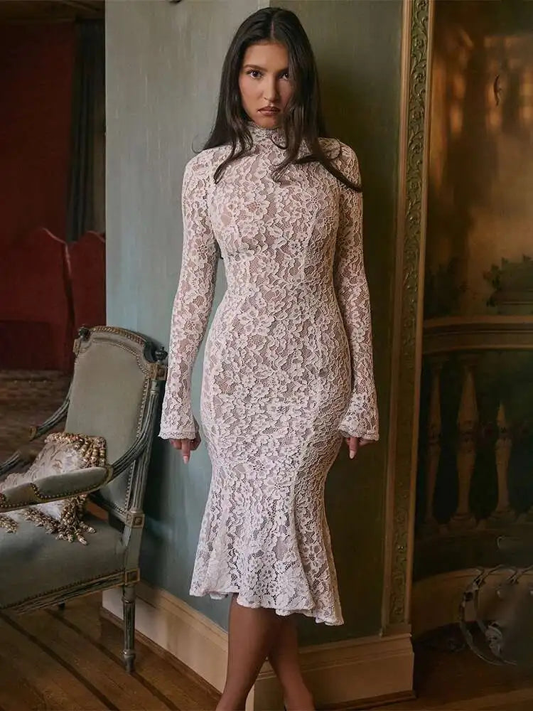 Slim Nightclub Party Lined Lace Dress - VelvetHem
