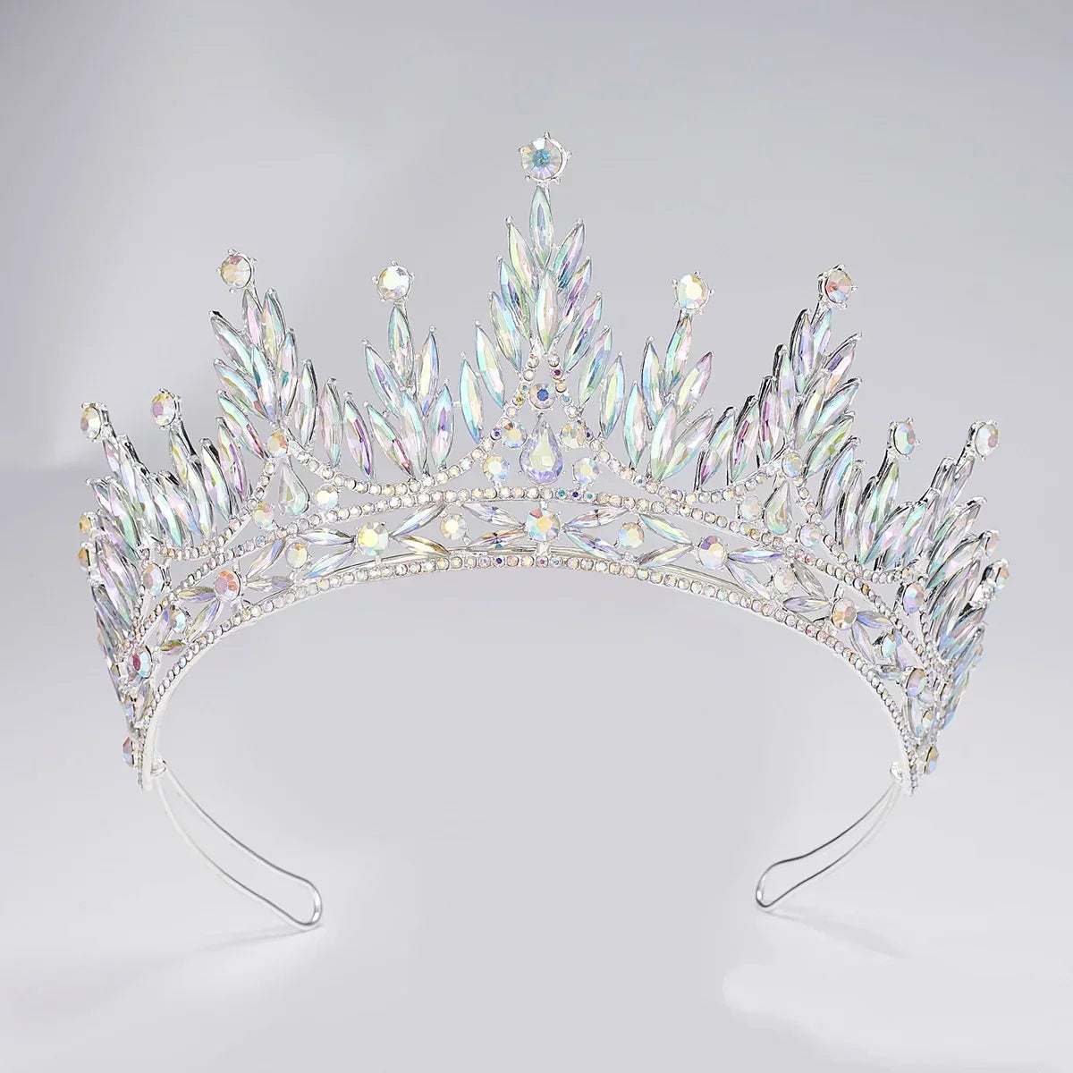 Baroque Queen Princess Crowns And Tiaras For Women Crystal Bridal Crown For Wedding Hair Accessories Prom Hair Jewelry Headdress Blue white zinc plated