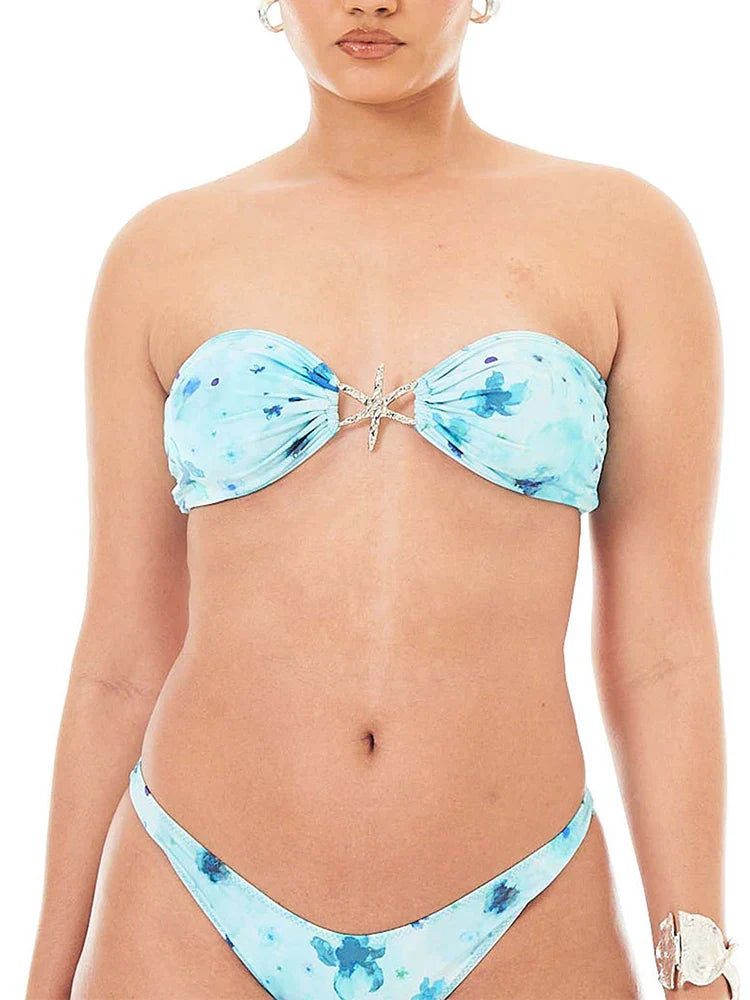 Bandage Bikini Set with Skirt Three Piece Swimsuit
