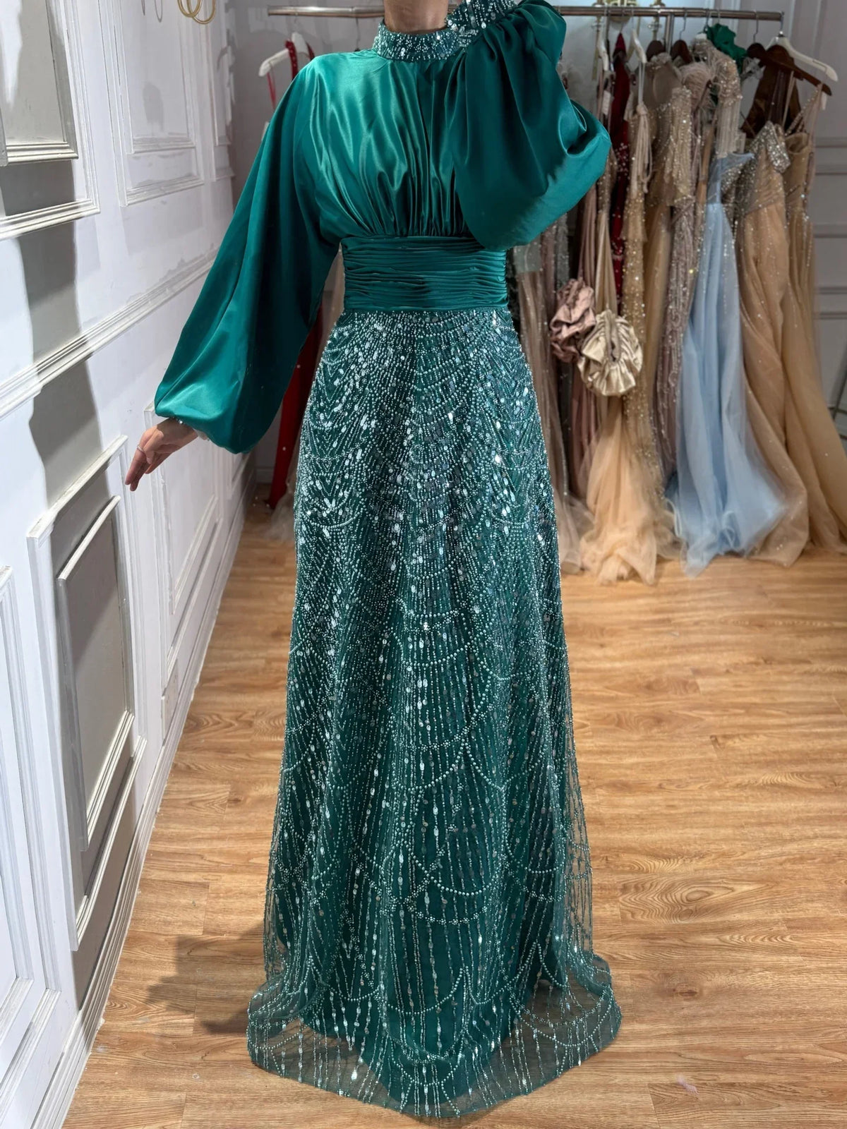 Zapdress 2026 Elegant Mauve Muslim Evening Gowns Dubai High Neck Full Sleeve Formal Party Dress for Women DLA73676 Customized (ZD17173)