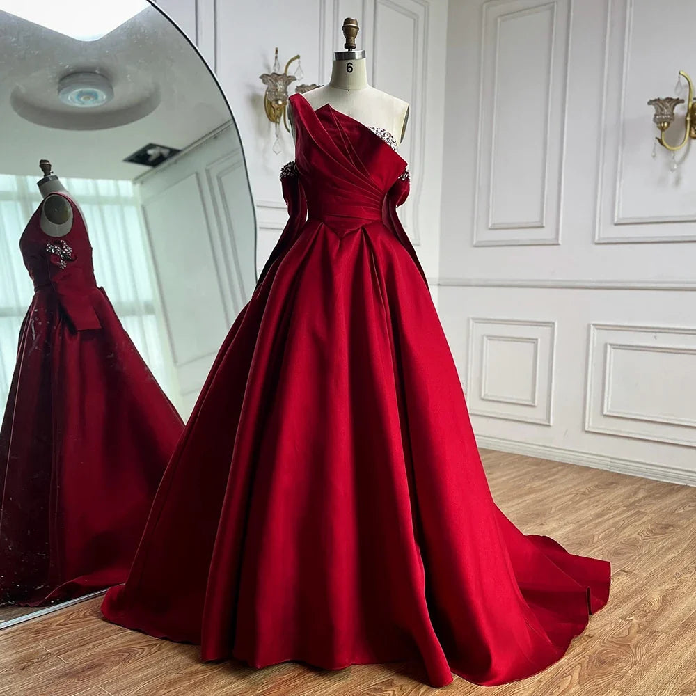 Zapdress 2025 Elegant Black One-Shoulder A Line Beaded Evening Dresses Gowns with Sleeveless For Party DLA72741 Customized (ZD17183)