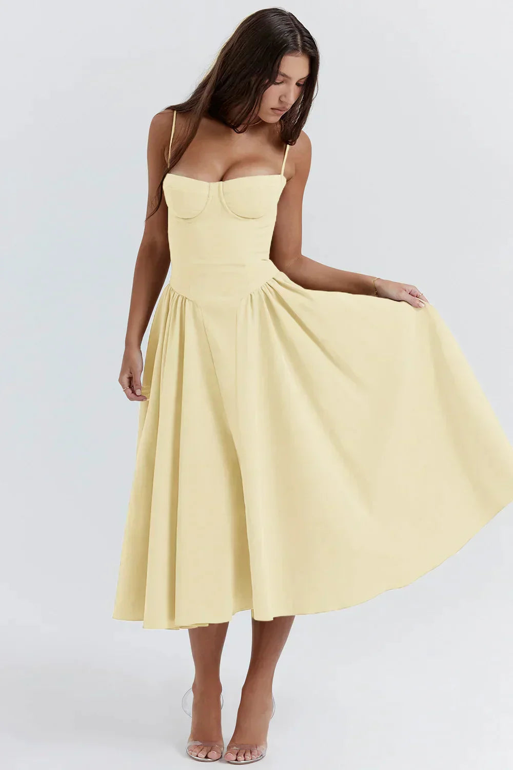 Nadia Minimalist Pleated Strapless Dress Chic Silhouette Collection