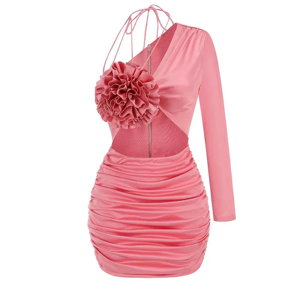 Dine And Dash One Shoulder Satin Mini Dress