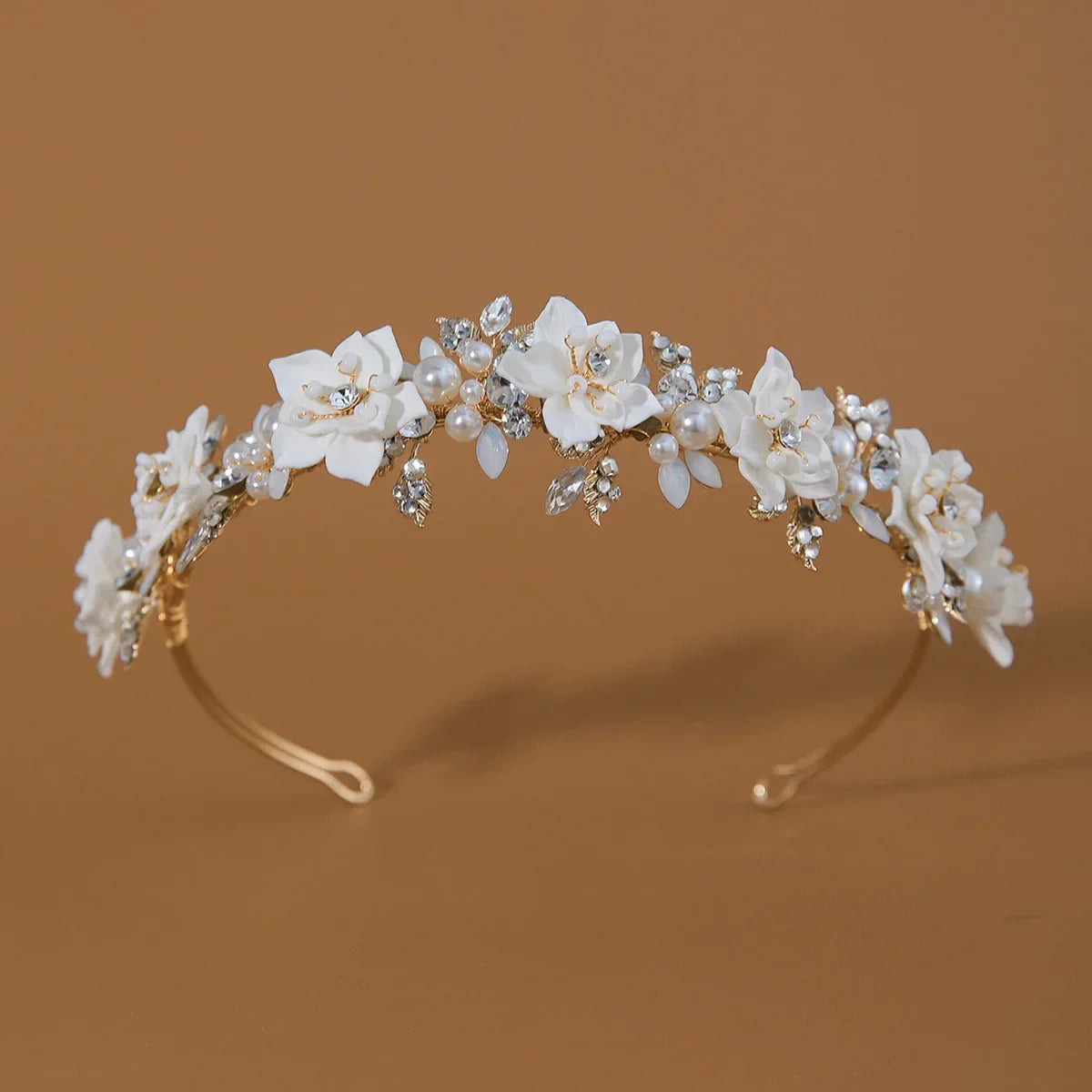 Flower Headband For Women Elegant Pearl Bridal Tiara Hair Hoops For Wedding Hair Accessories Party Bride Hair Jewelry Headdress