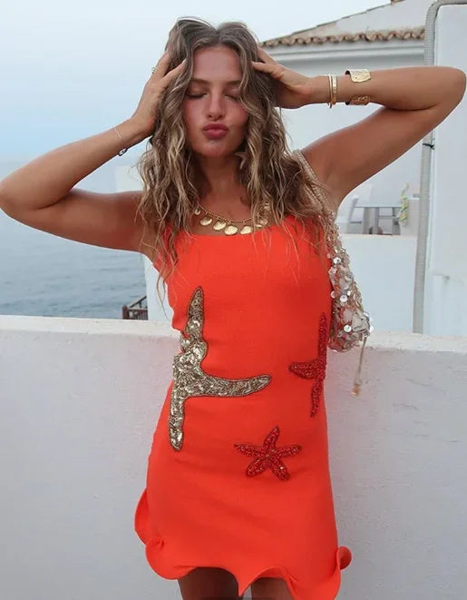 Starfish Sequin Slim Sling Mini Dress - View 8 | VelvetHem