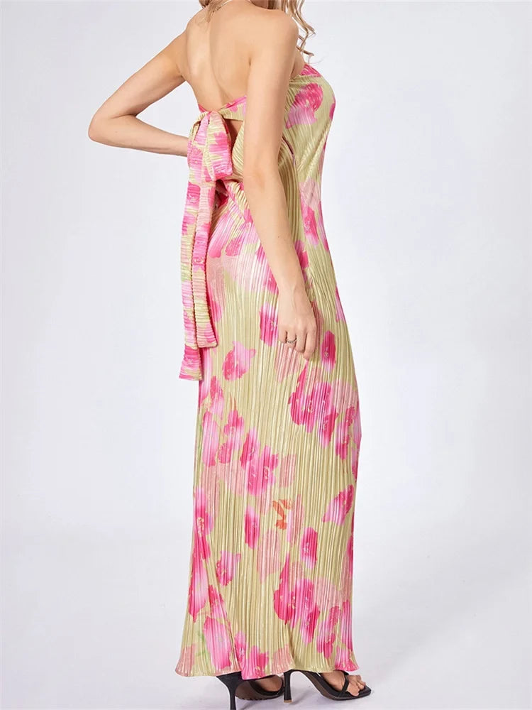 Strapless Tie-up Off Shoulder Floral Dress - View 2 | VelvetHem