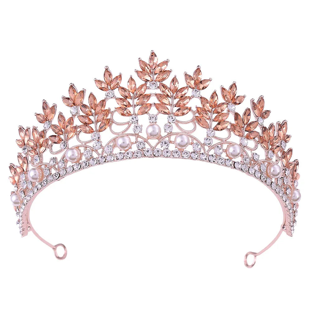 Baroque Crowns And Tiaras For Wedding Bride Hair Accessories Pearl Crystal Princess Queen Bridal Tiara Crown Headdress - View 3 | FashionDia