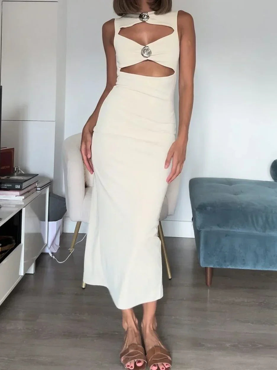 Emma Elegant Round Neck Slim Dress
