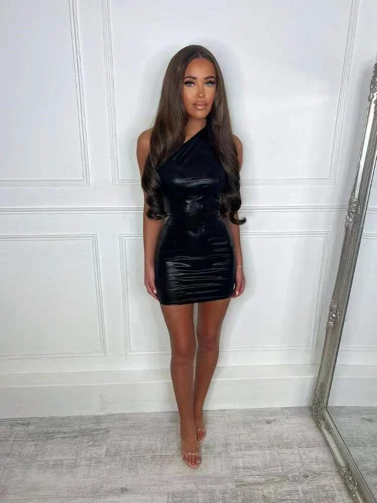 One Shoulder Irregular Skinny Mini Dress - View 7 | VelvetHem
