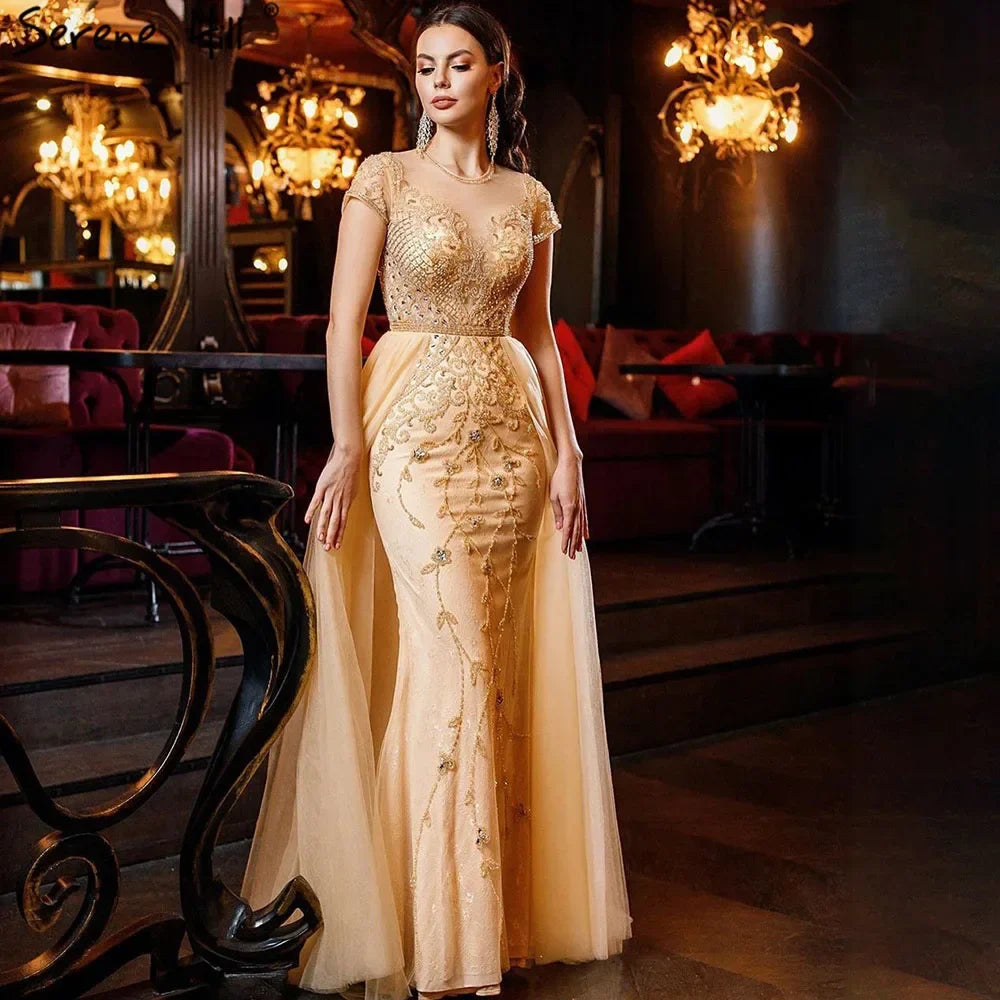 Zapdress Customized Short Sleeve Evening Dresses Mermaid Beaded Formal Party Gowns for Women (ZD17294)