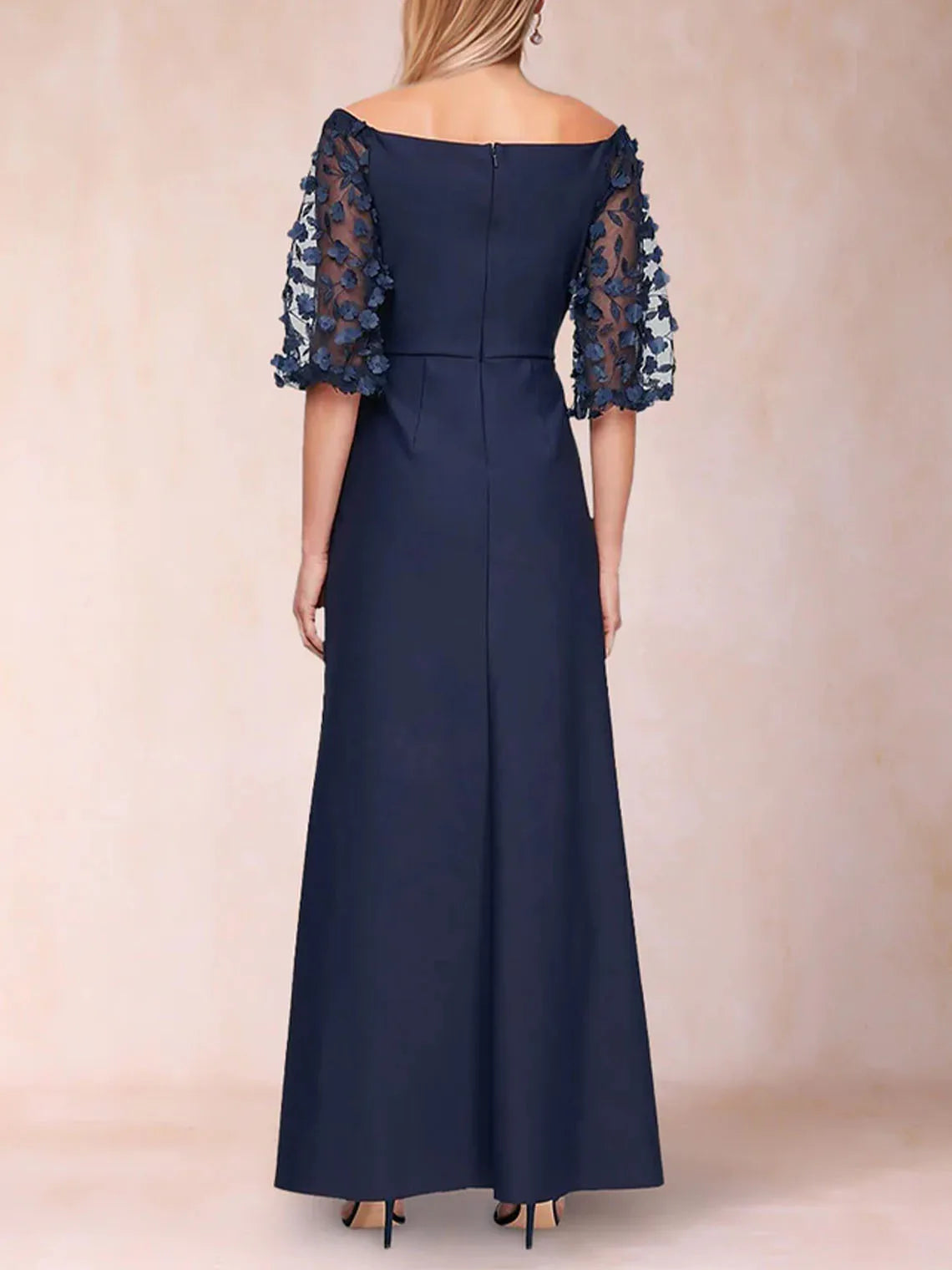 Mother Of The Bride Dress - Fashions Elegant Evening Dress Scoop Neck Floor-Length Sheath Applique Ruffles Mother of the Bride Dresses Free Customized