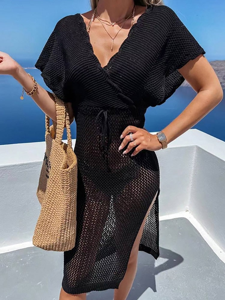 Katharina Chic Crochet Cover Up Dress Statement Occasion Edit