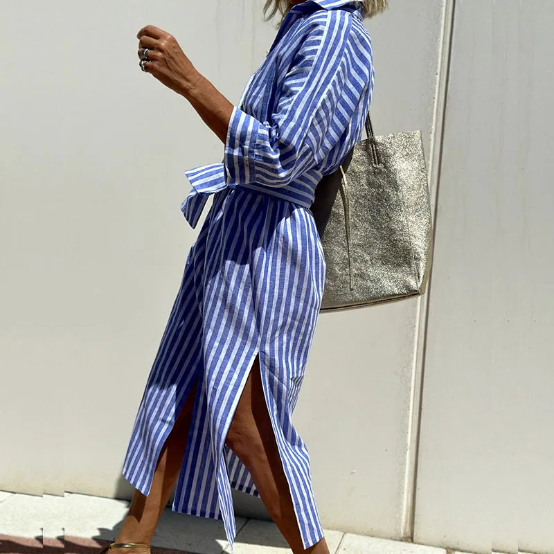 Bárbara Statement Striped Blouse Dress Evening Wear Edit