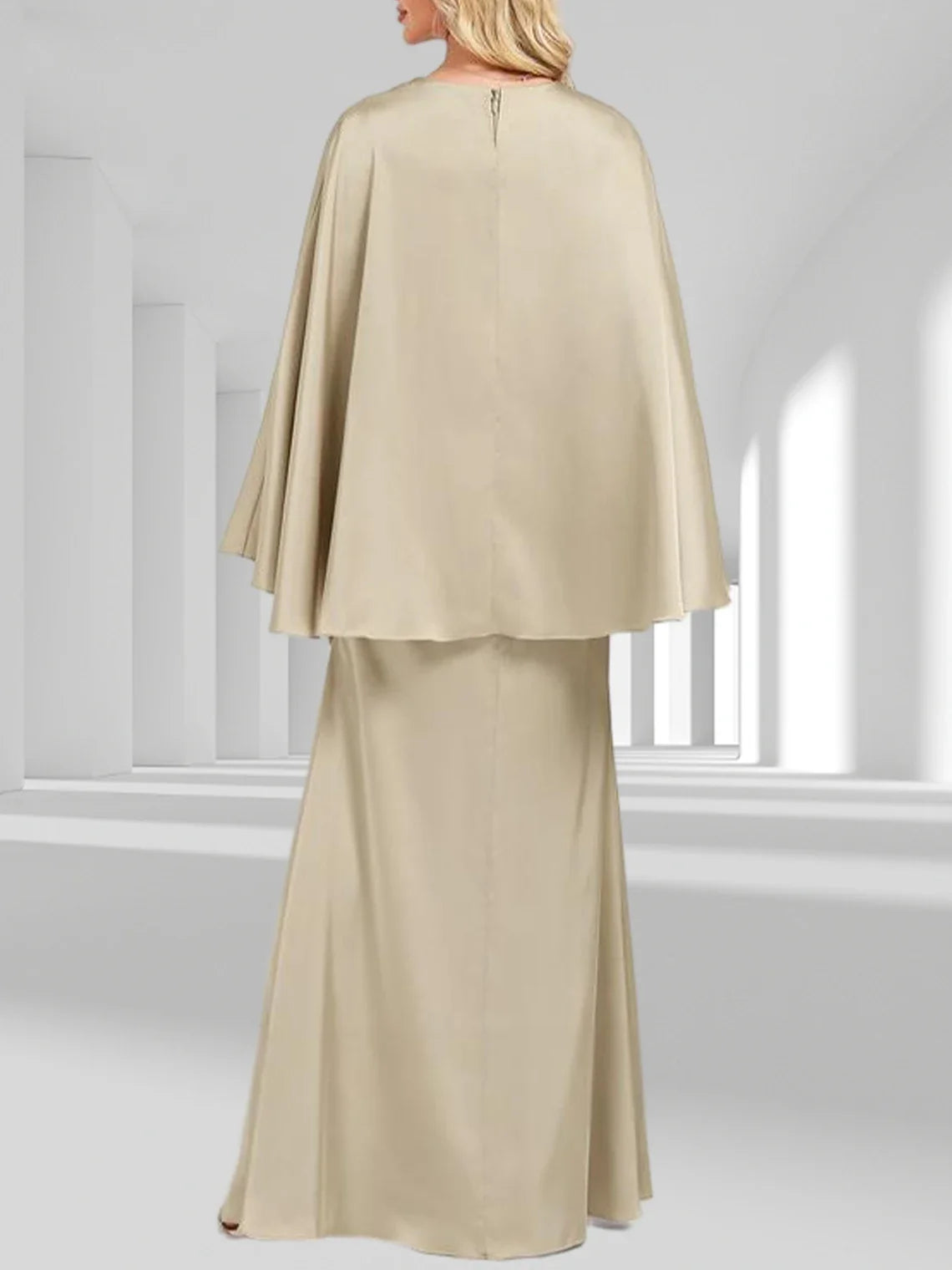 Mother Of The Bride Gown - Elegant A-Line Formal Evening Dress Matte V-Neck Floor-Length 3/4 Length Sleeve Mother of the Bride Dress free customized