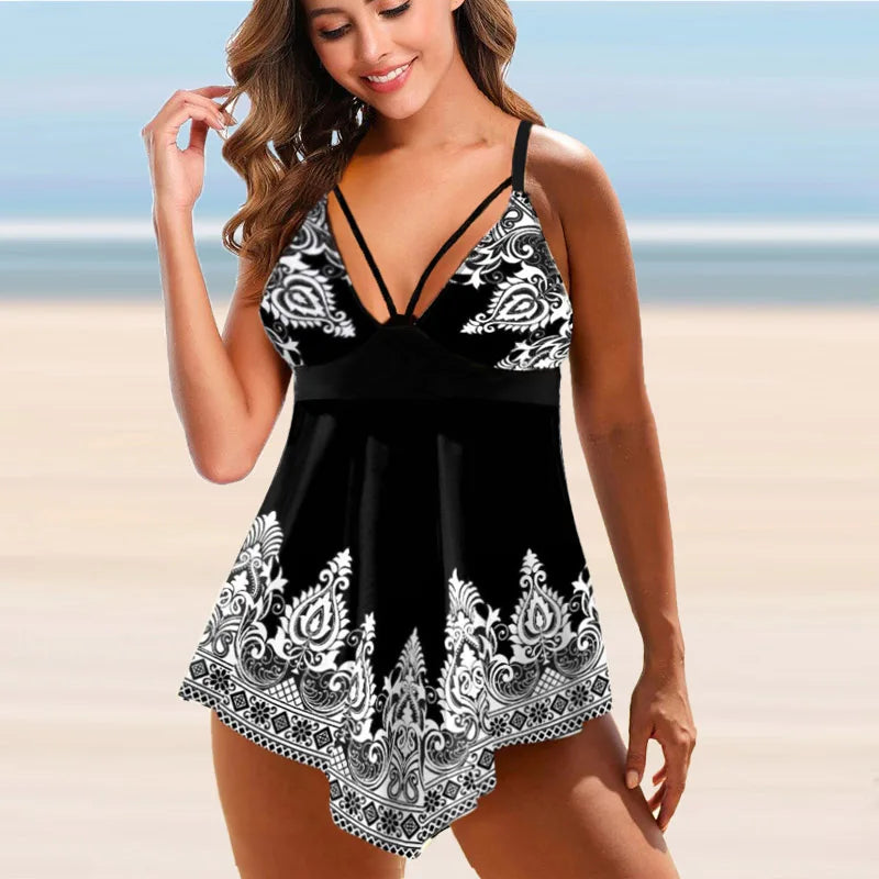 Floral Tankini Boyshorts Two Piece Set