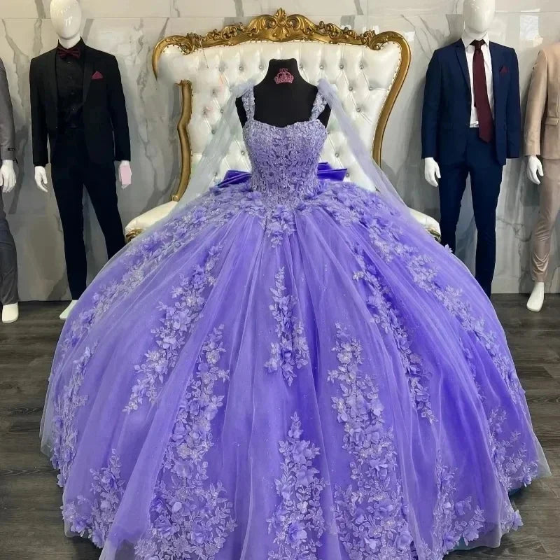 Customize Glittering Quinceanera Dresses Big Bow Vestidos De 15 Anos Luxury Lace Birthday Princess Party Vestidos de quinceañera PURPLE